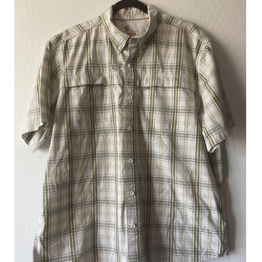 Carhartt Men's XL Relaxed‎ Fit Plaid Short Sleeve Work Shirt Button Down - Picture 2 of 12